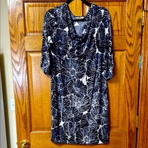 Elegant Blue and White Floral Dress